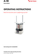 Operating manual Heavy Duty Analytical Sieve Shaker ANALYSETTE 18