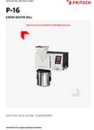 Operating manual Cross Beater Mill PULVERISETTE 16 Operating manual Cross Beater Mill PULVERISETTE 16