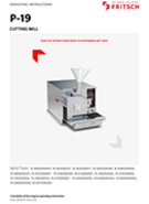 Operating manual Universal Cutting Mills PULVERISETTE 19 Operating manual Universal Cutting Mills PULVERISETTE 19